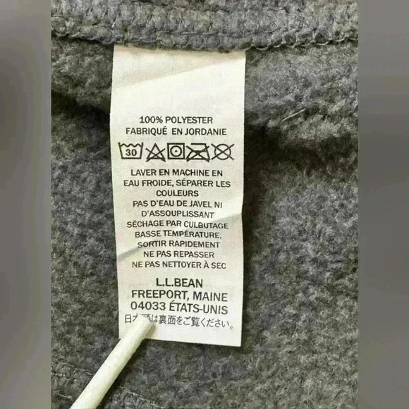 Men’s L.L  Bean Fleece Fall/Winter Sweater Full Zip Jacket Charcoal Gray Large - Picture 13 of 13